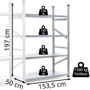 Produktbild für Anbauregal GEWE 515A4R, 4 Metallböden