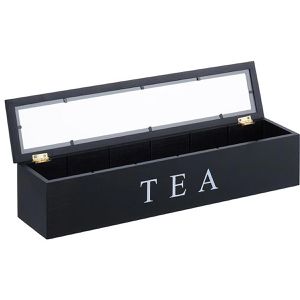 Produktbild für Teebox Relaxdays 10047499, für Teebeutel, schwarz, aus Bambus