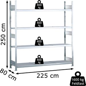 Produktbild für Weitspannregal Schulte 15606, 4 Metallböden