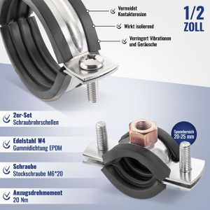 Produktbild für Rohrschelle Poppstar 1011303, W4, Schraubrohrschelle, Set
