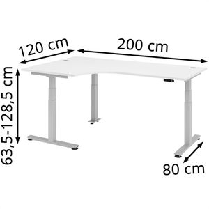 Produktbild für Schreibtisch Hammerbacher XDSM 82, weiß / silber