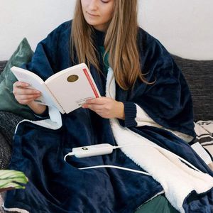 Produktbild für Heizdecke Navaris Poncho, blau / weiß