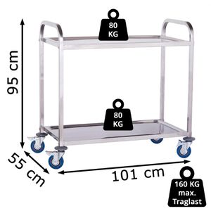 Produktbild für Servierwagen Royal-Catering RCSW-2, silber, aus Edelstahl