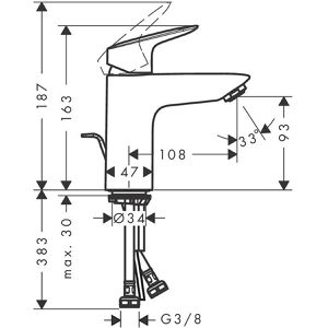 Produktbild für Waschtischarmatur hansgrohe Logis 100, 71100670, schwarz matt