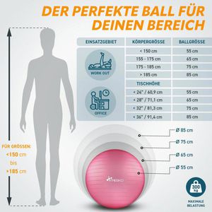 Produktbild für Gymnastikball Tresko Anti-Burst, mit Luftpumpe