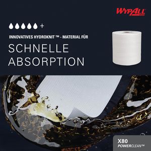 Produktbild für Putztuchrolle Wypall X80, 8377, Hydroknit-Technologie, weiß