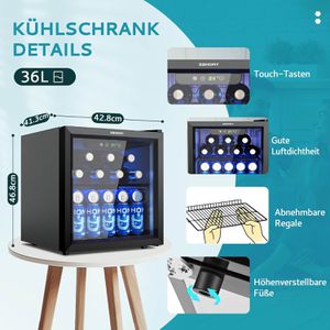 Produktbild für Getränkekühlschrank EUHOMY Minibar, mit Glastür