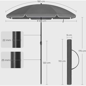 Produktbild für Sonnenschirm Songmics GPU060G01, rund
