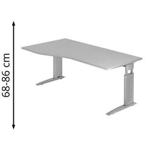 Produktbild für Schreibtisch Hammerbacher U-Serie, lichtgrau / silber