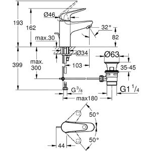 Produktbild für Waschtischarmatur GROHE Swift S-Size, 24316001, verchromt