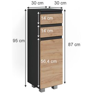 Produktbild für Badschrank Vicco J-Shape, mit 4 Füßen, eiche / anthrazit