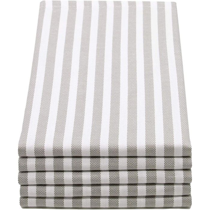 Zollner Geschirrtuch Malmö 50 x 70 cm, 100% Baumwolle, weiß-grau, gestreift, 5 Stück – Böttcher AG