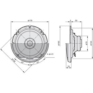 Produktbild für Einbaulautsprecher Pioneer TS-G1710F, schwarz, 40 W, 1-Weg