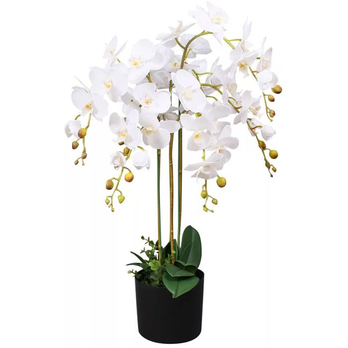 vidaXL Kunstblume Orchidee, weiß, im Topf, AG 75 – Böttcher Höhe cm