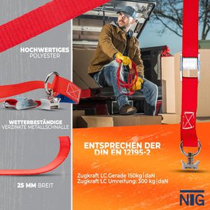 Produktbild für Spanngurt NTG rot, mit Airline-Fitting &amp; Klemmschloss