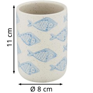 Produktbild für Zahnputzbecher Wenko Aquamarin, weiß, aus Keramik
