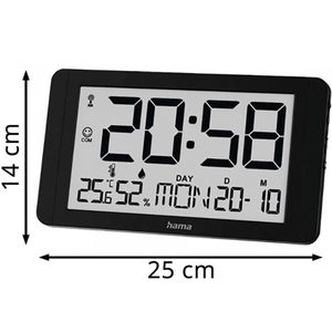 Produktbild für Wanduhr Hama Kuba, Kunststoff, digital, Funkuhr