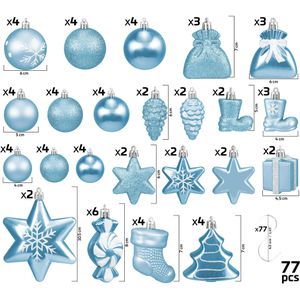 Produktbild für Weihnachtskugeln BRUBAKER 807700, hellblau