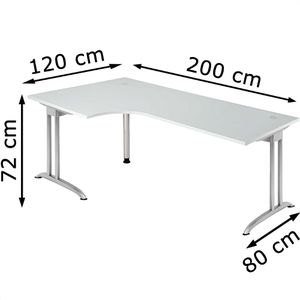 Produktbild für Schreibtisch Hammerbacher B-Serie, lichtgrau / silber