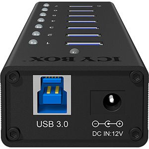 Produktbild für USB-Hub ICY-BOX IB-AC618, schwarz, mit Metallgehäuse