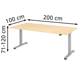 Produktbild für Schreibtisch Hammerbacher XMST 2E, ahorn / silber