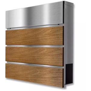 Produktbild für Briefkasten Metzler Anton, silber mit Holzoptik, aus Stahl