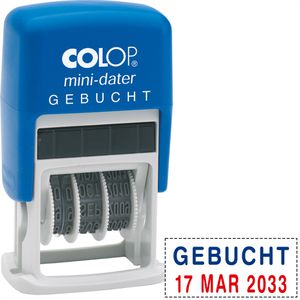 Datumstempel Colop Mini-Dater S160L3, rot/blau, selbstfärbend