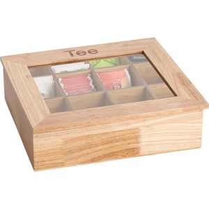 Teebox APS 11775, für Teebeutel, natur, aus Holz