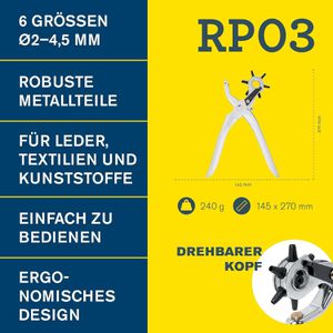 Produktbild für Lochzange Rapid RP03, 5001724, Revolverlochzange
