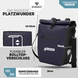 Produktbild für Gepäckträgertasche Radgeist PBU-20-51, dunkelblau, 20 Liter