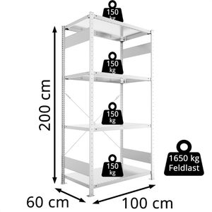 Produktbild für Schwerlastregal META-Regalbau 20094956, 4 Metallböden