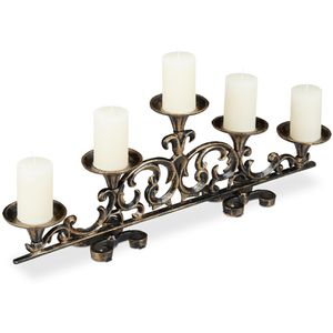 Relaxdays Kerzenständer 10028995, antik, Kerzenhalter, für 5 Kerze,  Gusseisen, Höhe 20 cm – Böttcher AG