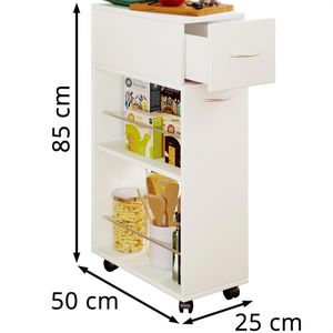 Produktbild für Nischenregal VCM Tusal, 916896, weiß, mit Rollen