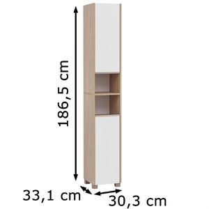 Produktbild für Badschrank Schildmeyer Juba 151658, mit 4 Füßen, weiß / eiche
