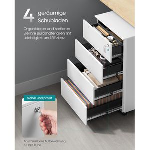 Produktbild für Rollcontainer Songmics OFC064W14, aus Metall, weiß