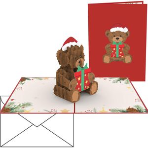papercrush Weihnachtskarte 3D Weihnachtsteddy, 130 x 180mm, Pop-Up Karte, mit Umschlag, 1 Stück