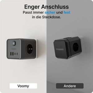 Produktbild für Steckdosenwürfel Voomy Split X7, mit Schalter, schwarz