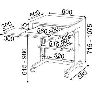 Produktbild für Computertisch Twinco Twin Click, mit Rollen