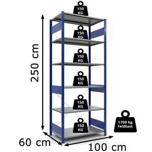 Produktbild für Schwerlastregal Schulte 12661-B, 6 Metallböden