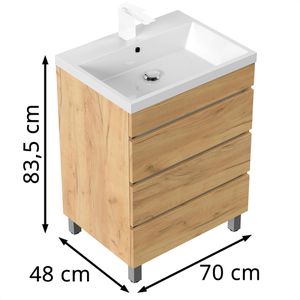 Produktbild für Waschtisch Posseik Fellini 70, stehend, eiche gold