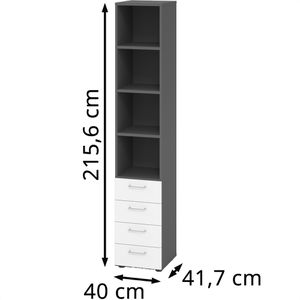 Produktbild für Kombischrank Hammerbacher Serie 9 Advanced, weiß / graphit