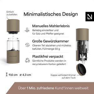 Produktbild für Gewürzmühle LARS-NYSØM Sjael Taupe Brown, Höhe 11,6 cm