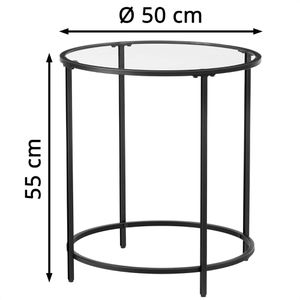 Produktbild für Beistelltisch Vasagle LGT020B01, schwarz, aus Glas / Metall