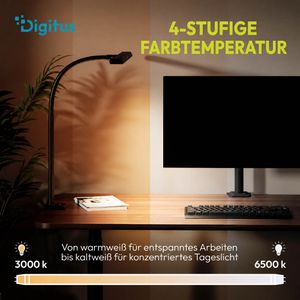 Produktbild für Schreibtischlampe Digitus DA-90492, schwarz, LED, dimmbar