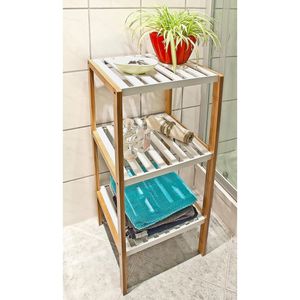 Produktbild für Badregal Relaxdays 10017162, aus Bambus, braun / weiß