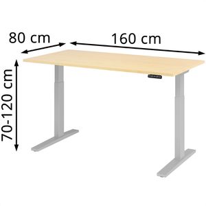 Produktbild für Schreibtisch Hammerbacher XMKA 16, ahorn / silber