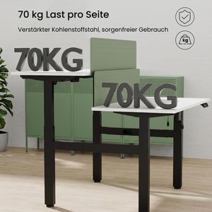 Produktbild für Schreibtisch FlexiSpot EH1B, Doppelarbeitsplatz, weiß/schwarz