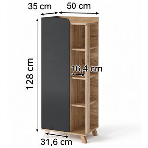 Produktbild für Badschrank Vicco Karen, 4 Füße, anthrazit / sonoma eiche