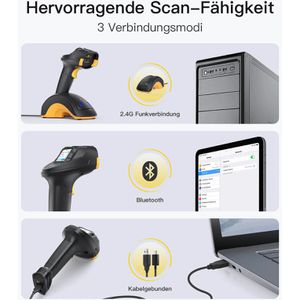Produktbild für Barcode-Scanner Inateck PRO 8_black, kabellos