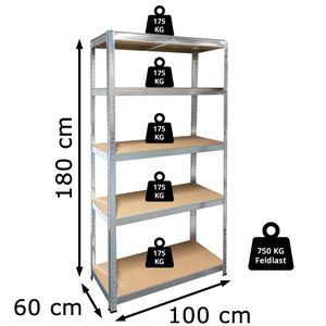 Produktbild für Schwerlastregal Schulte-Regalwelt 5 Holzböden